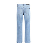 7FOR Light Blue Cotton Straight-Leg Jeans